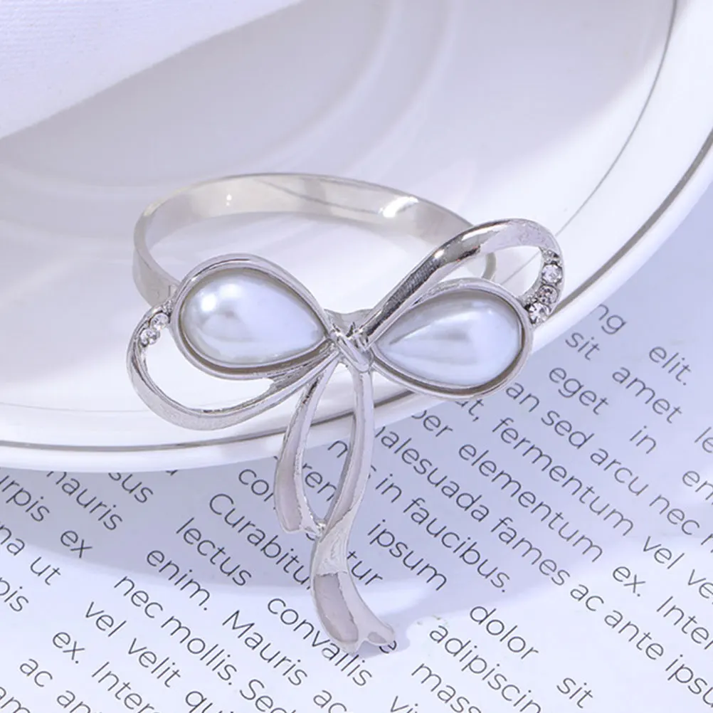 

6 Pcs Rings Bow Shape Table Decor Alloy Holders Smooth Surface Premium Material Bow Napkin Rings Buckles Dining Accessories