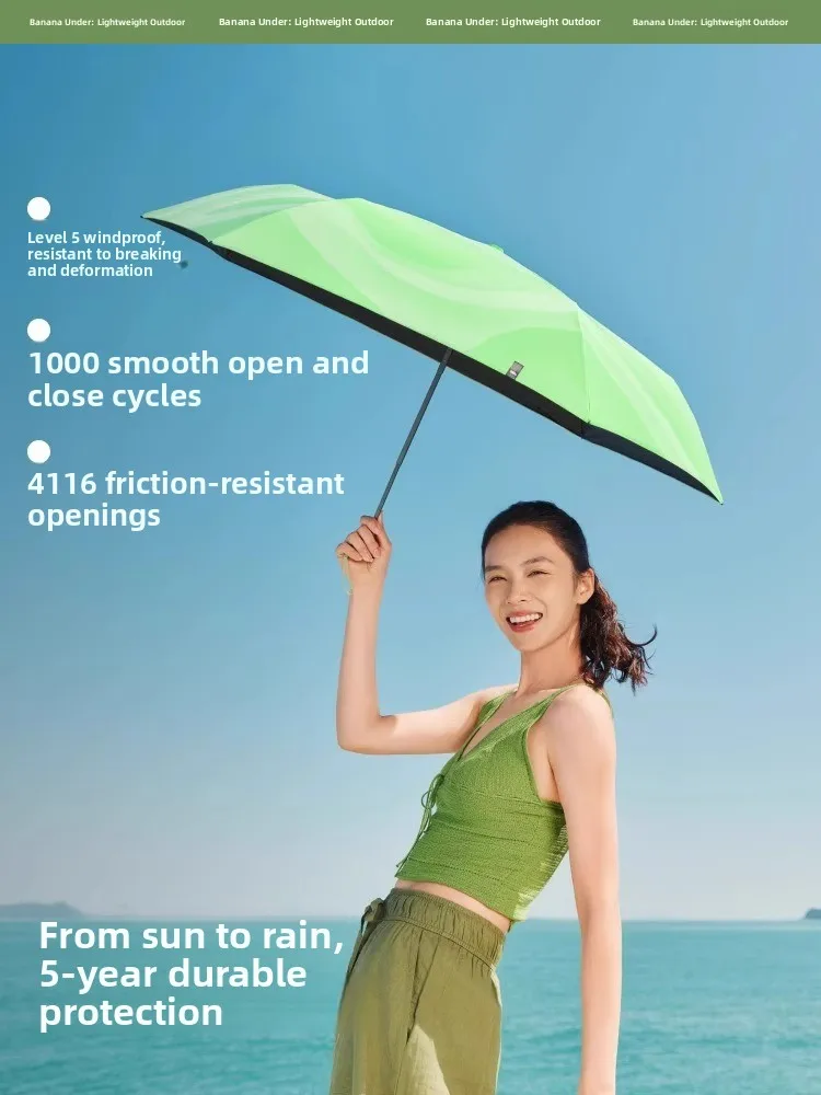 

Portable Three Black Rubber Foldable Umbrella Sunshade Rainproof Travel Carry-On Umbrella Windproof Sun Blocking Rain Umbrella