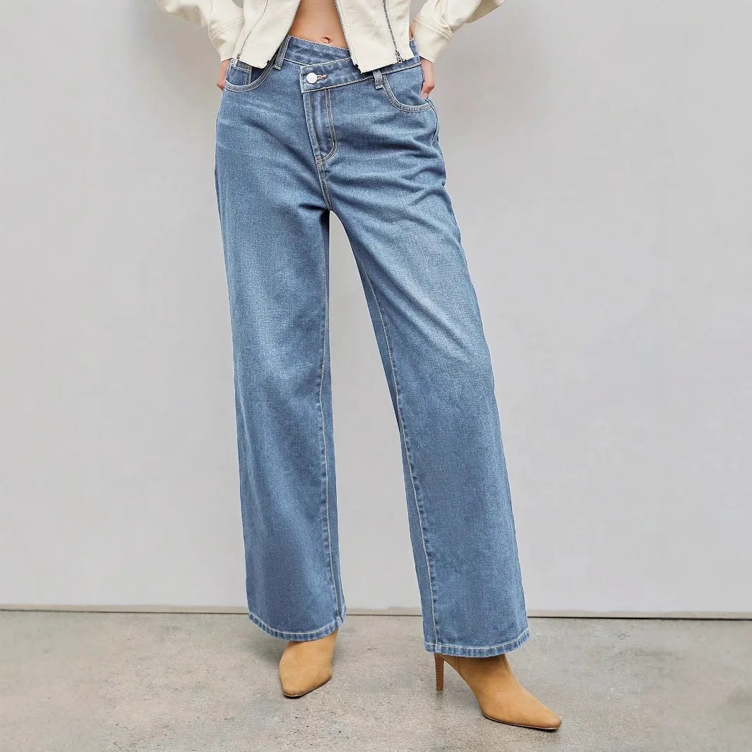 

Fashion Straight Jeans Women Casual Denim Wide Leg Pant Loose High Waisted Washed Cowboy Trousers Baggy Jean Pantalones De Mujer