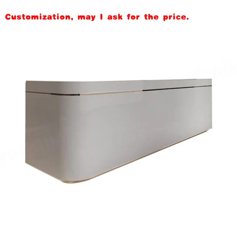 custom.Modern Company Office Reception Table Design Large Size Wood White Front Desk Beauty Salon