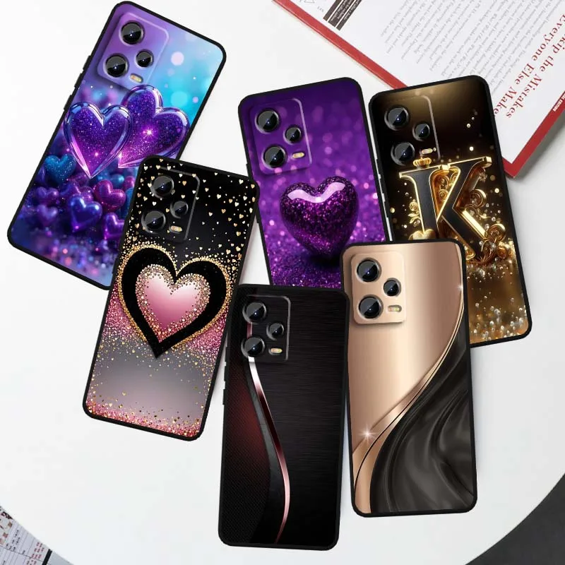 

Sparkling Love Letter Popular Phone Case For Xiaomi Redmi Note 14 13 12 12S 11E 11 11S 11T Pro Plus 4G 5G Black Soft TPU Cover