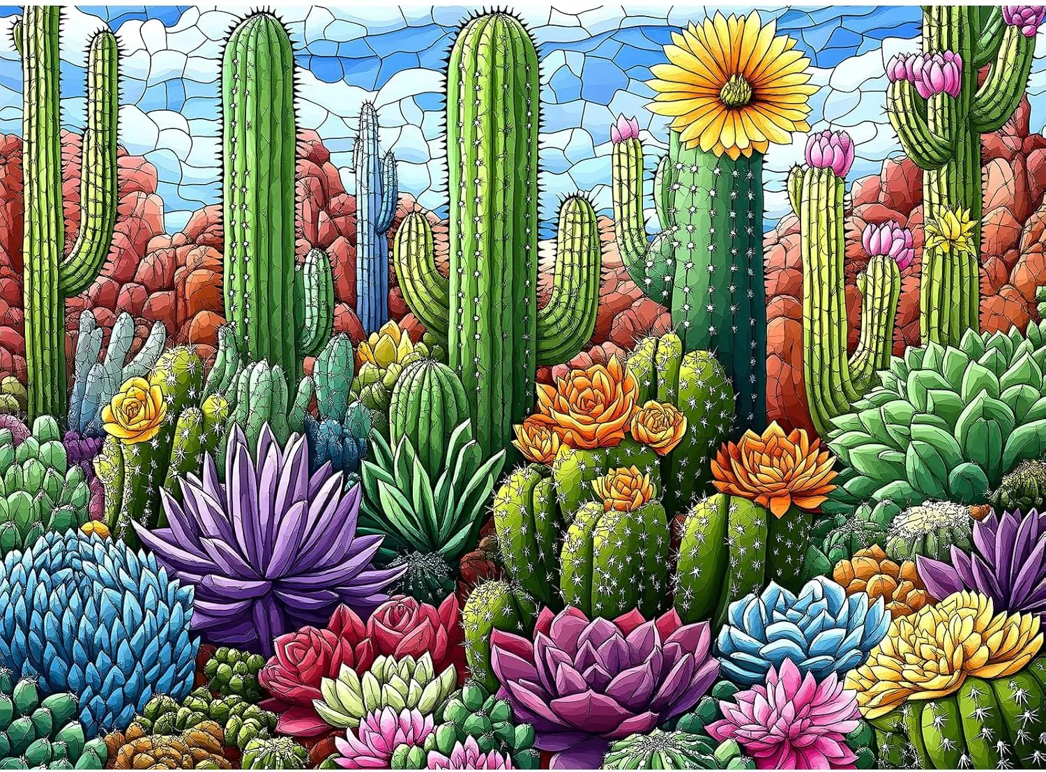 

Various-sized Wooden Jigsaw Puzzles Cactus Garden, No Dust, Home Decor Birthday Party Gift Toy for Men Women Elders Seniors