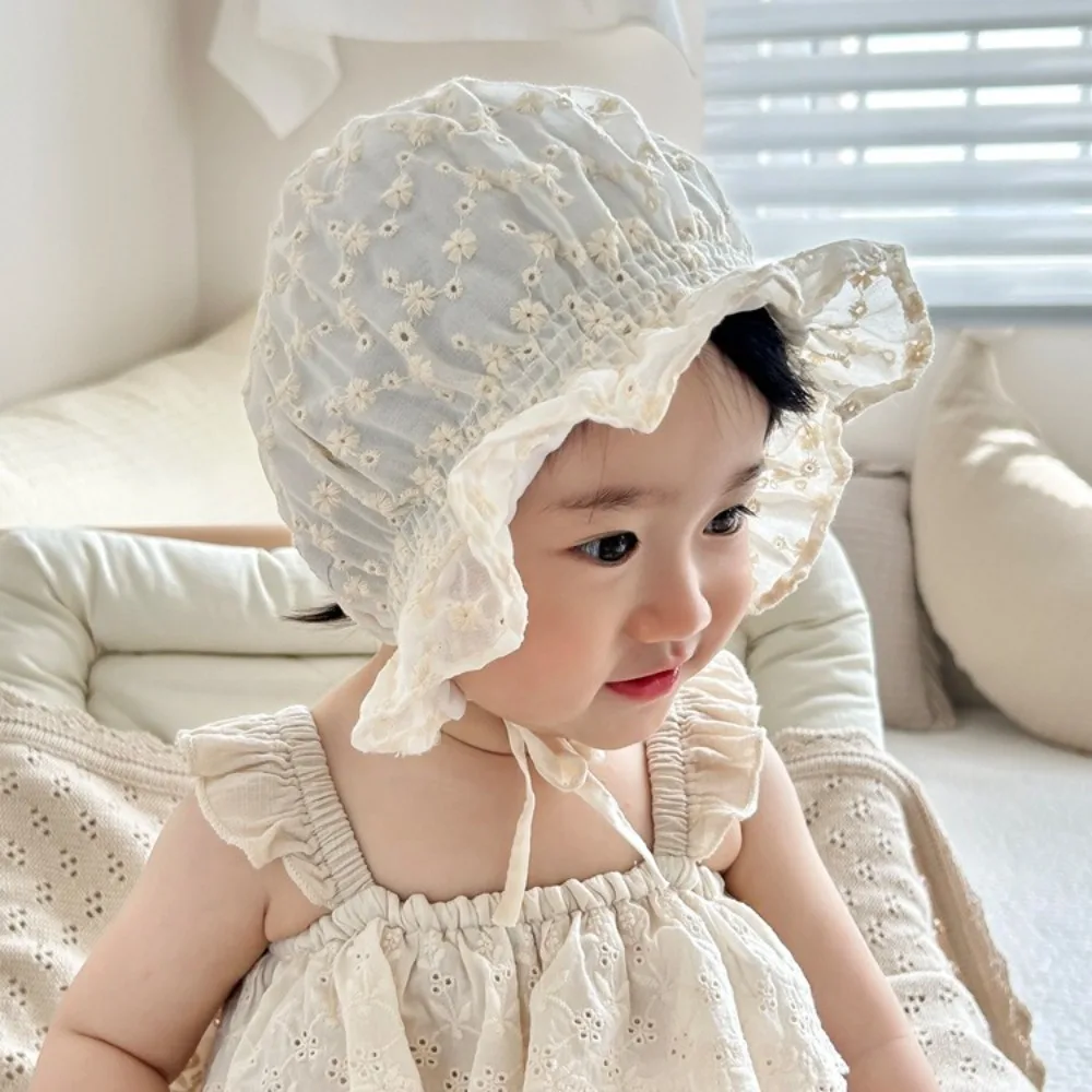 

Infant Lace Baby Fetal Cap Ruffle Soft Bonnet Hat Flower Breathable Sun Hat Toddler