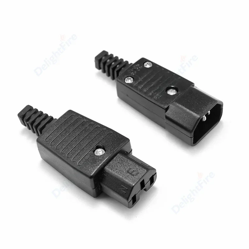 C13 C14 Replacement AC Socket Power Supply Plug Socket IEC320 Female Male Plug Adapter Rewirable Connector For Electrical Wire