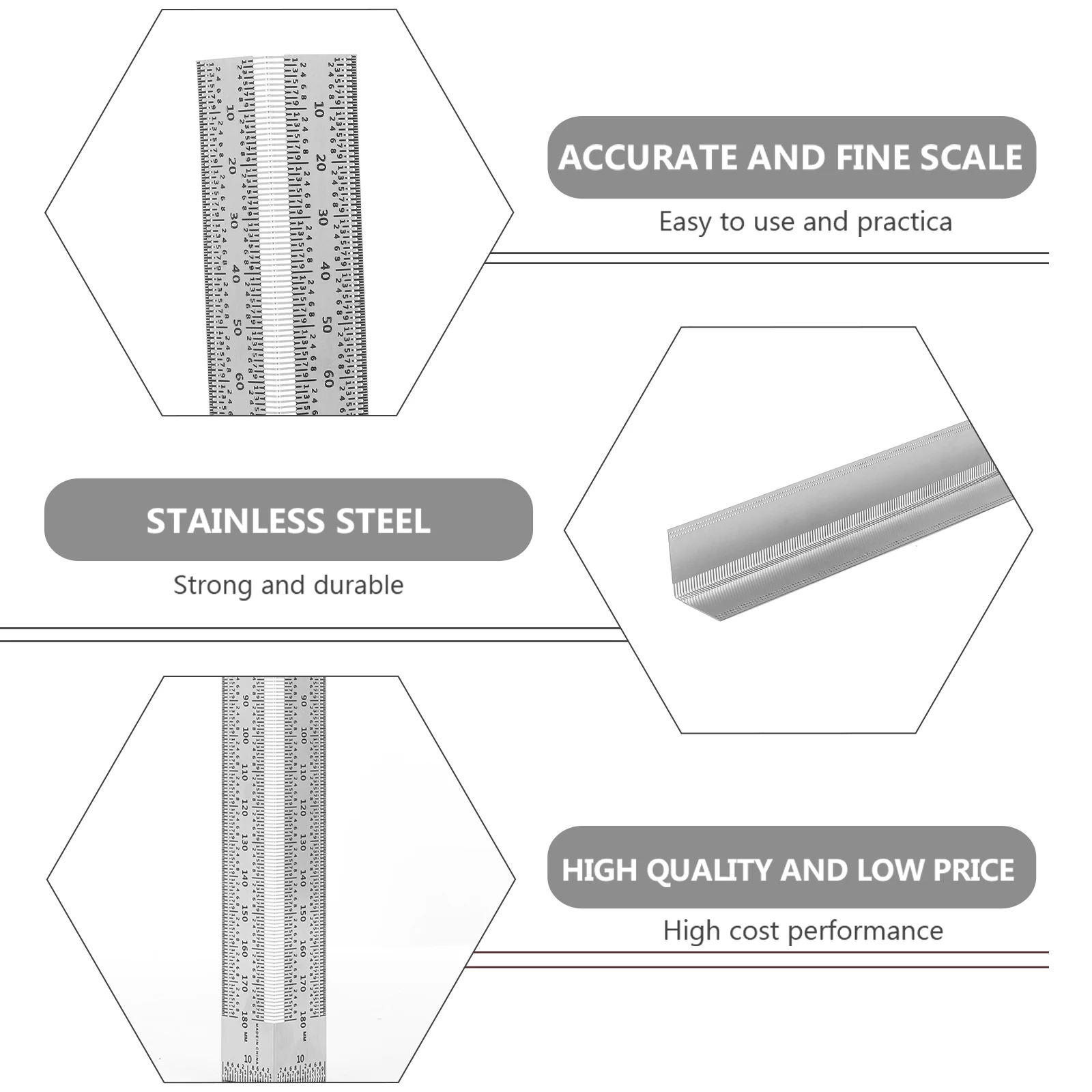 

Stainless Steel Carpentry Marking Ruler Inches Woodworking Positioning Tool Multifunctional Metal Ruler Home Furnishing