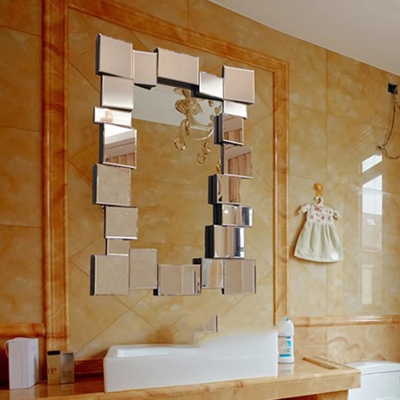 

Bathroom Hanging Mirror Modern Vanity Aesthetic Nordic Luxury Funky Mirror Makeup Compact Cosmetics Espelhos Home Decorations