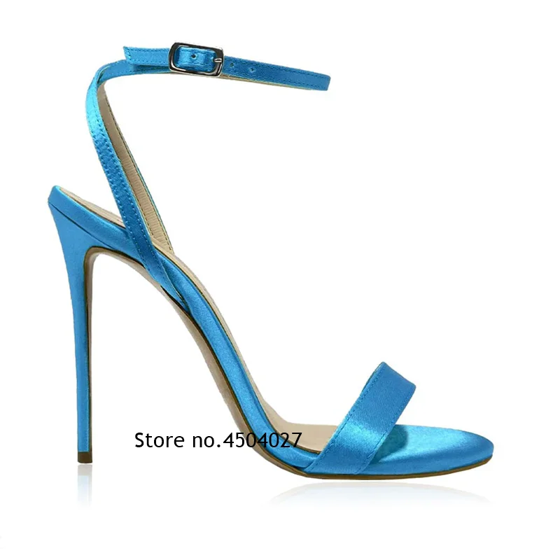 

Sky Blue Sandals Open Toe Elegant Womens High Heels Ankle Strap Thin Gladiator Sandals Summer Pumps Party Dress Shoes ﻿