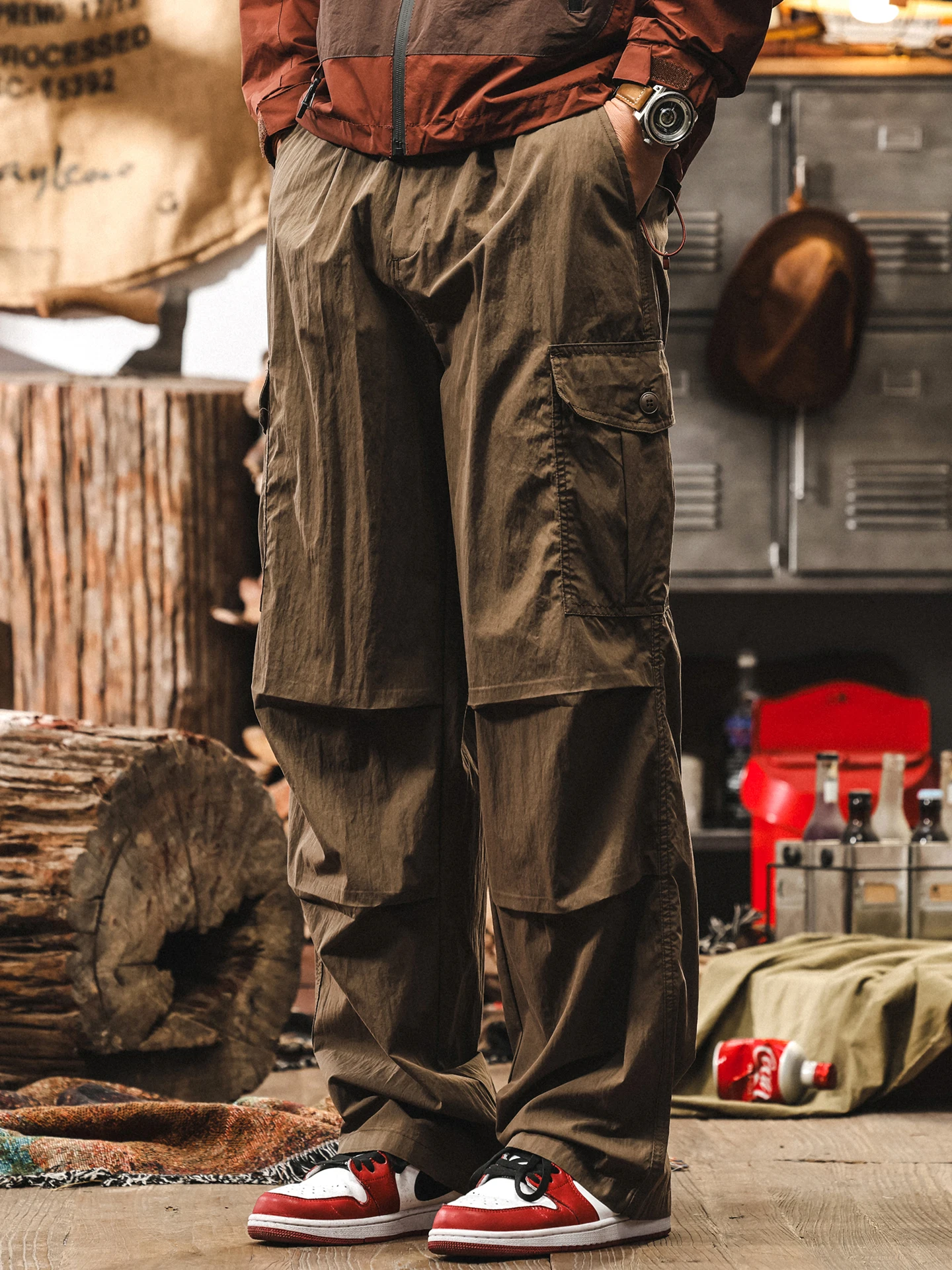 الأمريكية الرجعية رقيقة العمل السراويل الرجال الصيف جديد فضفاض مستقيم سراويل تقليدية كوي الجافة في الهواء الطلق المظلي السراويل الشباب Sle #2