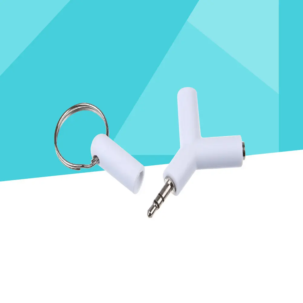 3.5mm Y Shaped Earphone Splitter Adapter for Stereo 2 Way Connector Gold Plated Compatible with All Devices White