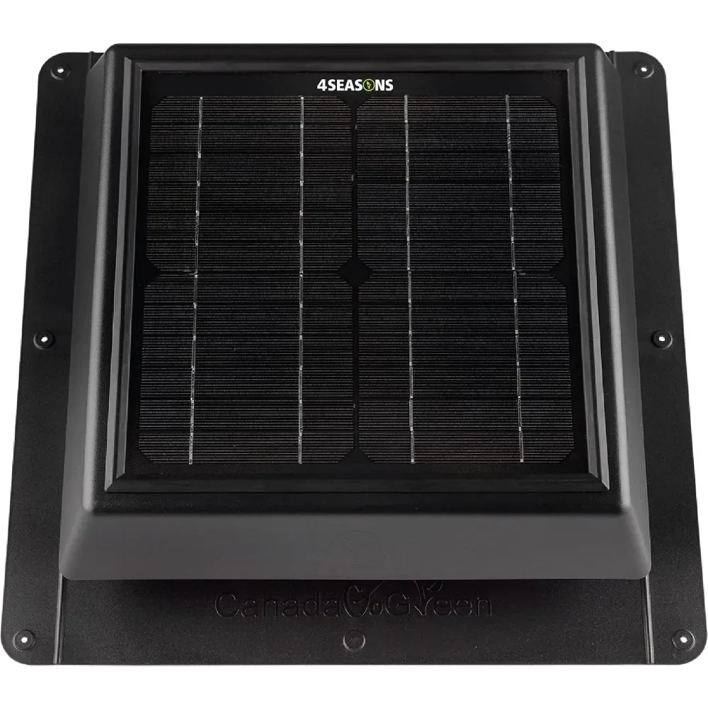 4 Seasons Solar Powered Polycarbonate Vent Weatherproof Design Quietly Cools Up to 500 Sq Ft 400 CFM