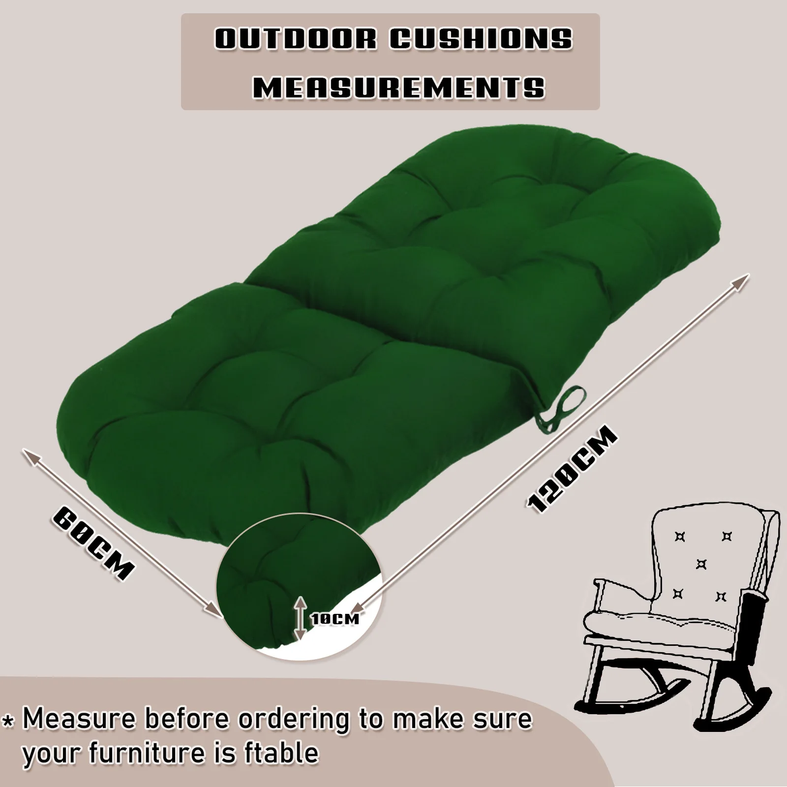 Rocking Chair Cushion Single Seat Cushion With Ties Seat And Back Cushions Patio High Back Chair Chaise Lounge Cushions