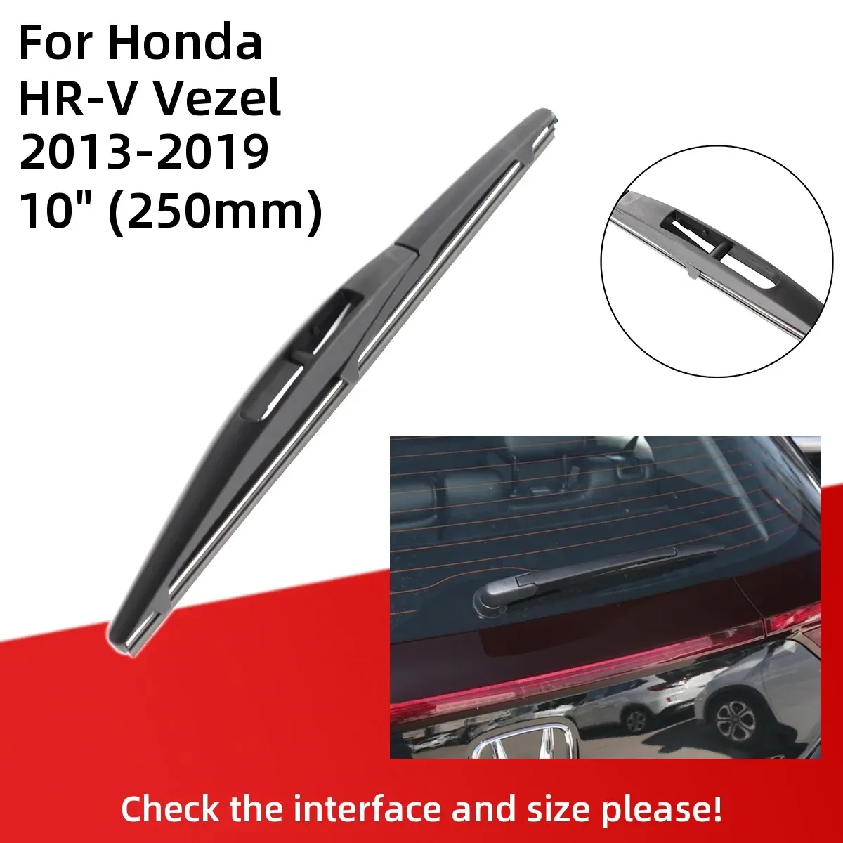 For Honda HR-V Vezel 2013-2019 Front Rear Wiper Blades Brushes Cutter Accessories J Hook 2013 2014 2015 2016 2017 2018 2019