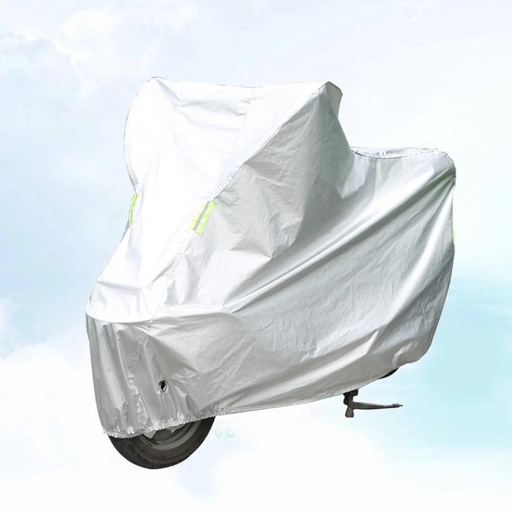 

Motorcycle Cover Universal Rain Snow Uv Protection Reflective Stripes For Electrombile Scooter Xl Silver