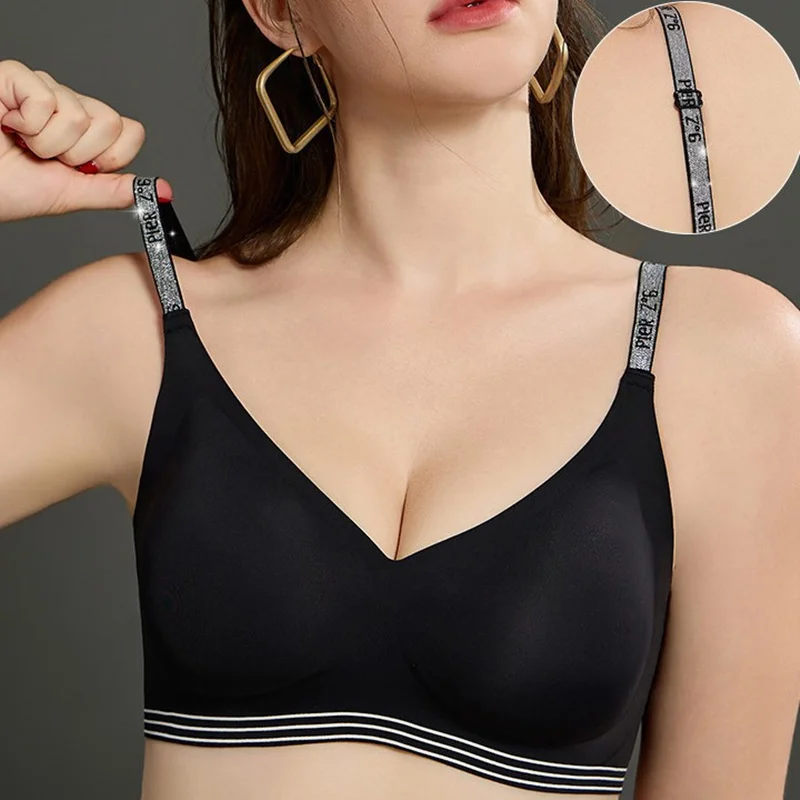 Thin And Thin Girly Seamless Underwear Women's Push-Up Anti-Sagging Breast Reduction Soft Support Comfortable Bra