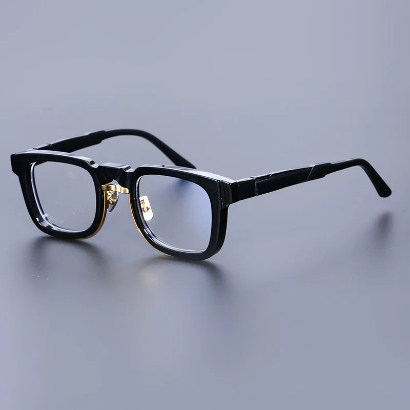 Retro Square Glasses Personality Male and Female Brand Designer Design Myopia Anti-blue Color Discoloration Flat Light