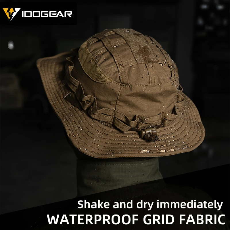 IDOGEAR التكتيكية Boonie قبعة الغابة قبعات للحماية من الشمس قابل للتعديل تنفس واسعة حافة قبعة لصيد الأسماك 3623