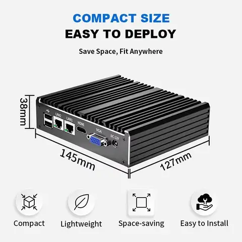 Topton Compact Mini PC Fanless Intel Celeron N2840 N2930 J1800 Dual LAN DDR3L MSATA SSD Firewall NAS Computer Homelab Server