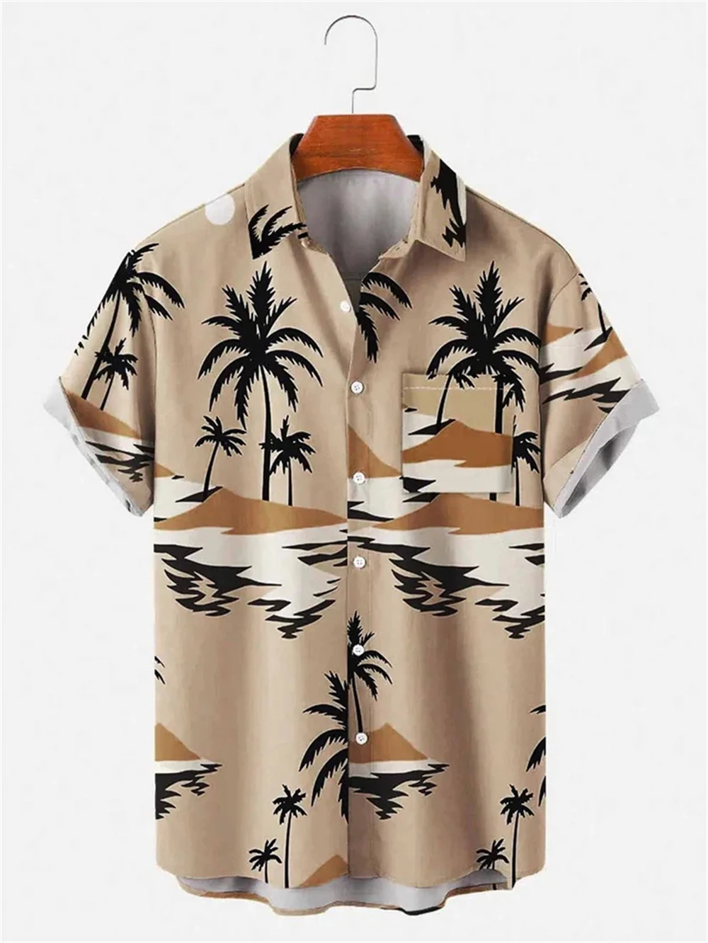 

Summer Coconut Tree Print Shirts Men's Hawaiian Shirts Beach Leisure Fashion Shirt Beach Short Sleeve Shirts Plus Size Shirt