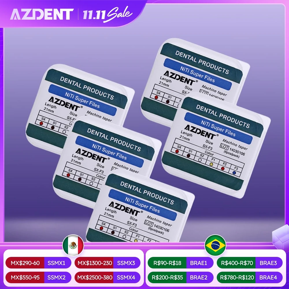 

AZDENT 5box/set Dental Endo Root Files Root Canal Universeral Engine Use Rotary Files Endondontic Root Canal NITI Dentist Tool