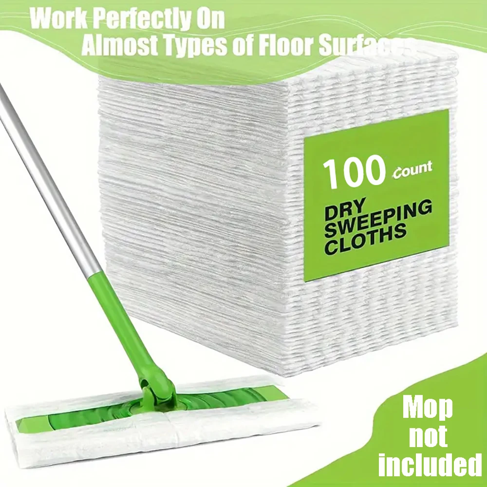 100pcs Dust Removal Paper Disposable Household Dusting Cloth Electrostatic Mop Flooring Ceramic Tile Floor Cleaning