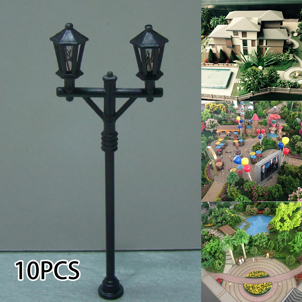 10Pcs Model Street Lights Scale 1:100 Railway LED Lamppost Patio Garden Lamps Playground Scenery Lamps Lighting