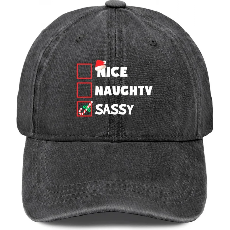 

Funny Christmas Nice Naughty Sassy. Merry Xmas Retros hat Funny Cap hats for Men s for Grandma