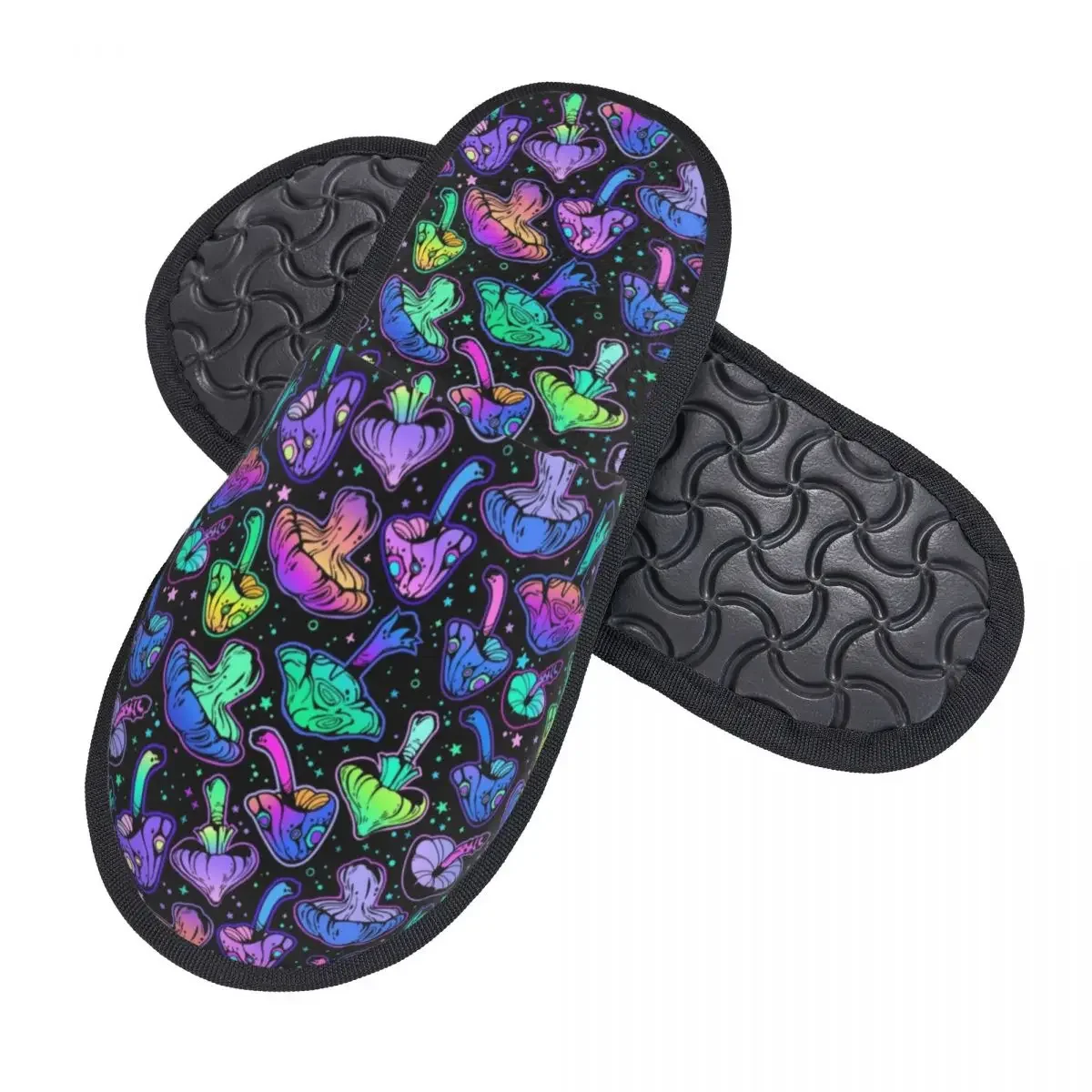 Custom Psychedelic Magic Mushrooms Soft Scuff With Memory Foam Slippers Women Hotel House Shoes