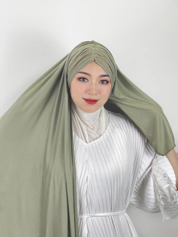 Muslim Prayer Hijab Women Headscarf Hijabs Multi-color Comfortable Brushed Solid Women\'s Malay Headscarf Strap Cover Long Scarf