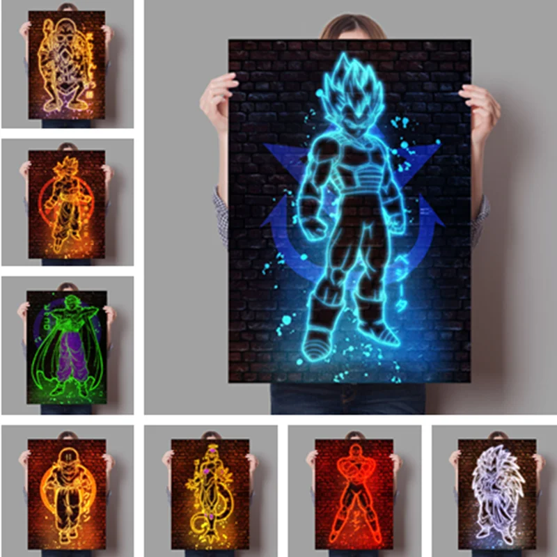 

Anime Dragon Ball Z Goku Vegeta Beek Krillin No Frame Poster Neon Picture Painting Wall Art Home Decoration Bandai Canvas Prints