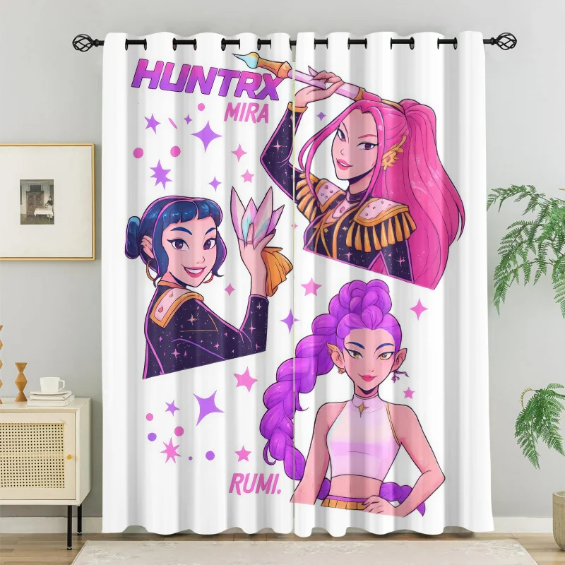 Hasbro Kpop Anime-Mädchen Verdunkelungsvorhänge 85% Lichtblockierung Geräuschreduzierende Cartoon-Ösenvorhänge für Mädchen Kinderzimmer