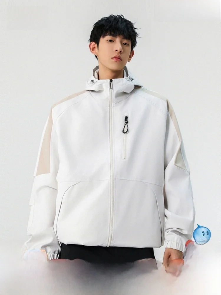 

Snow Flng 2026 Men's American Faion Trend Jaet Outerwear Loose Outdoor Workwear Polyester Fiber Long Sve Zipper Closure