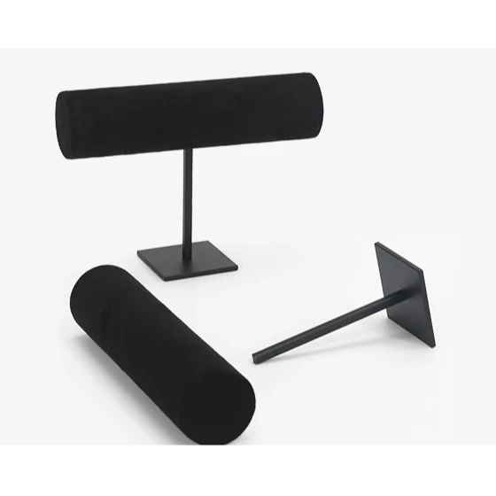 

Bracelet Display Stand Metal Black Microfiber T-shaped Bracelet Display Stand Gold Silver Jewelry Bracelet Storage Stand