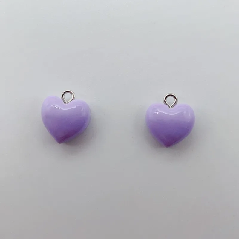 15Pcs Cartoon Colorful Love Hearts Resin Charms Kawaii Resin Cute Flatback Pendant Charm Diy Hairpin Keychain Jewelry Making