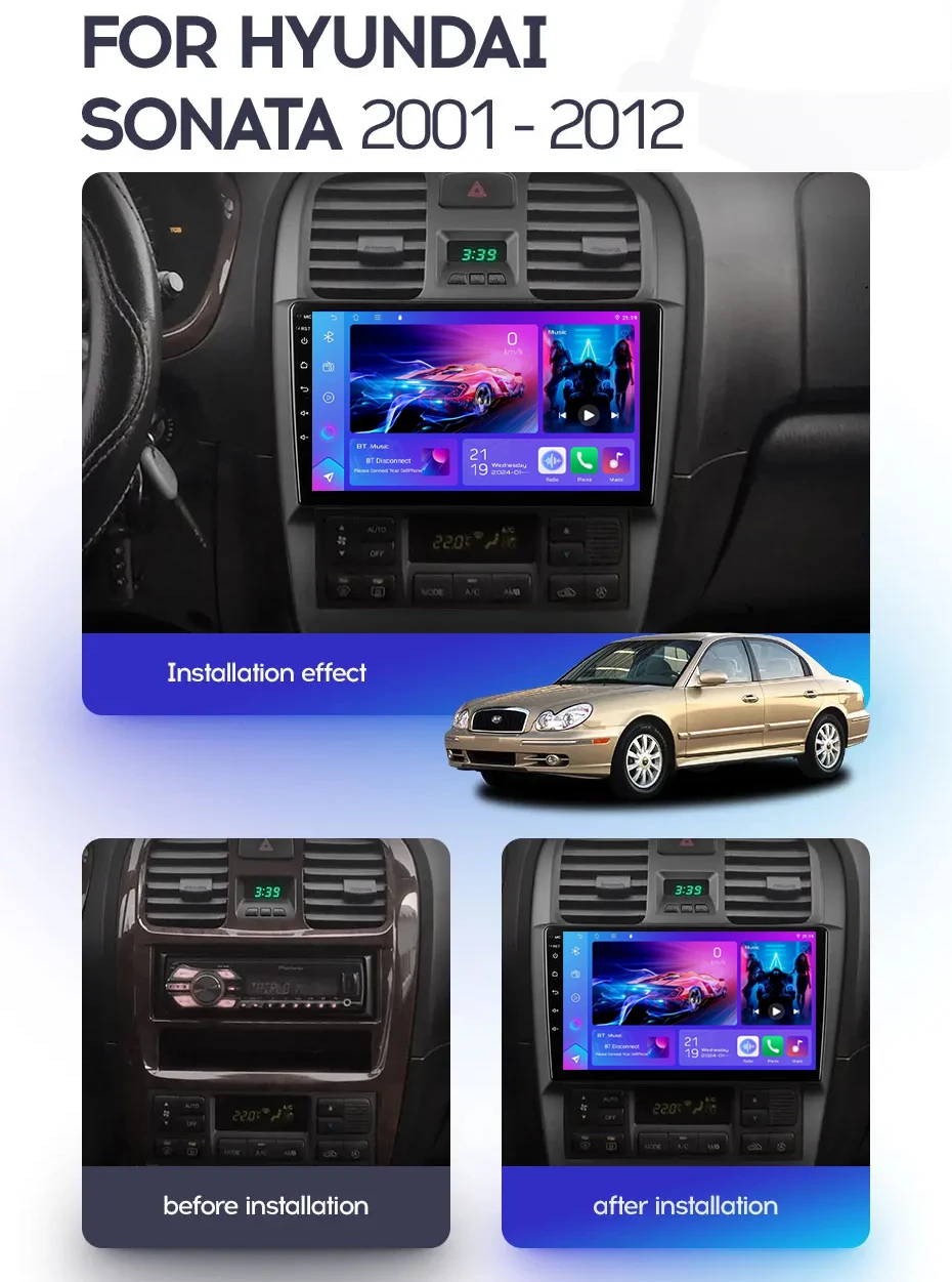 4G+64G CarPlay 2din Android Auto Radio GPS Multimedia Player For Hyundai Sonata EF 2001 - 2012 Navigation DSP IPS NO 2DIN DVD