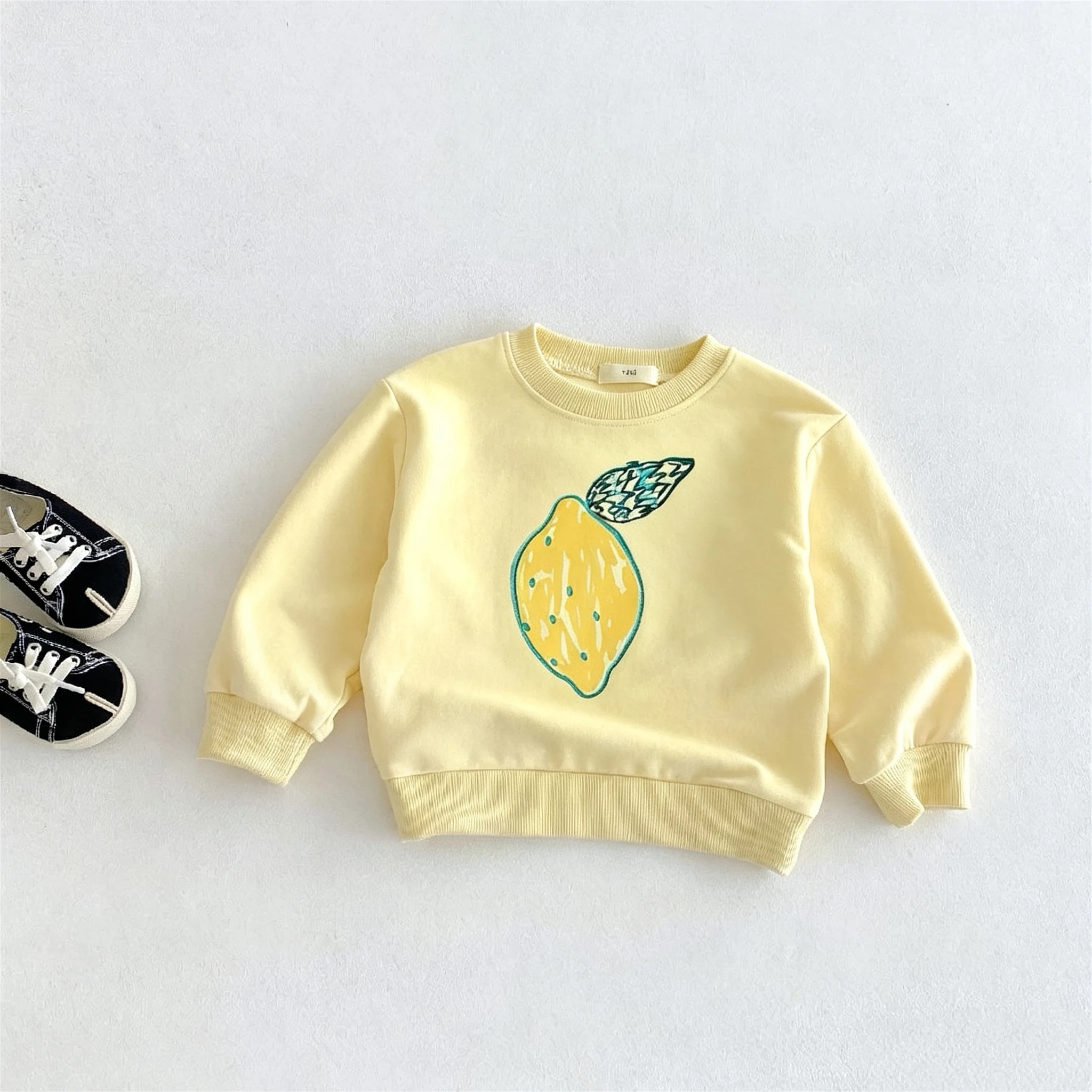 Printed Fruit Pattern Children's Sweatshirts Baby Girl's Clothing Spring Fall Long Sleeved Tops Simple Fashion Kids Hoodies