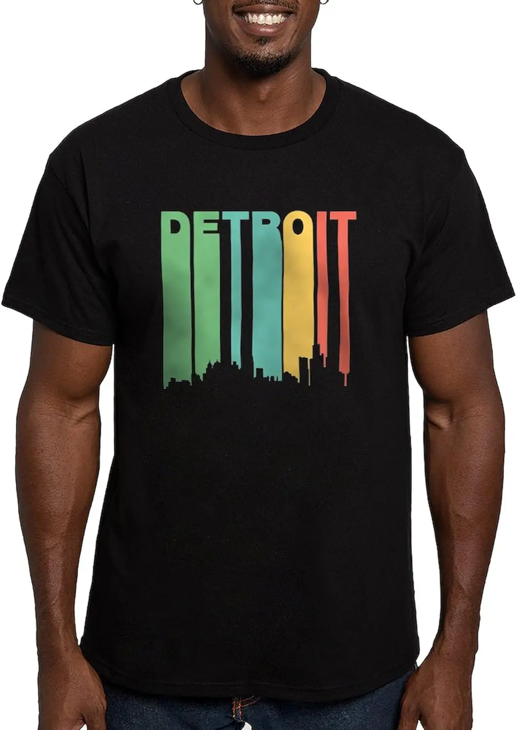 CafePress Vintage Detroit Cityscape T Shirt Men's Fitted Graphic T-Shirt