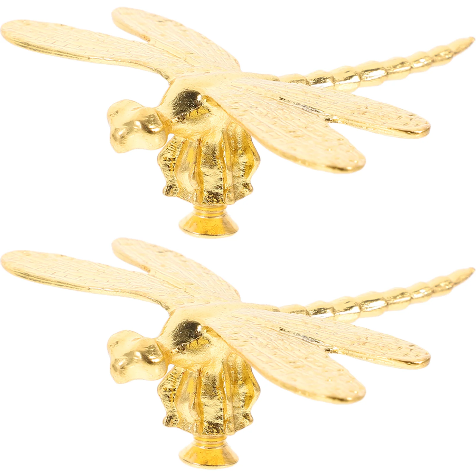 2 Pcs Brass Dragonfly Ornament Kitchen Cabinets Closet Door Handle Manual Knobs for Decorative Zinc Alloy Small Pulls