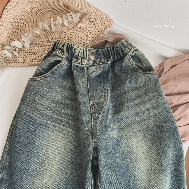 Super Combo 2-8Years Boys Jeans Spring Autumn Kids Casual Wide Leg Pants Children Versatile Trousers Fashion Boys Baggy Jeans