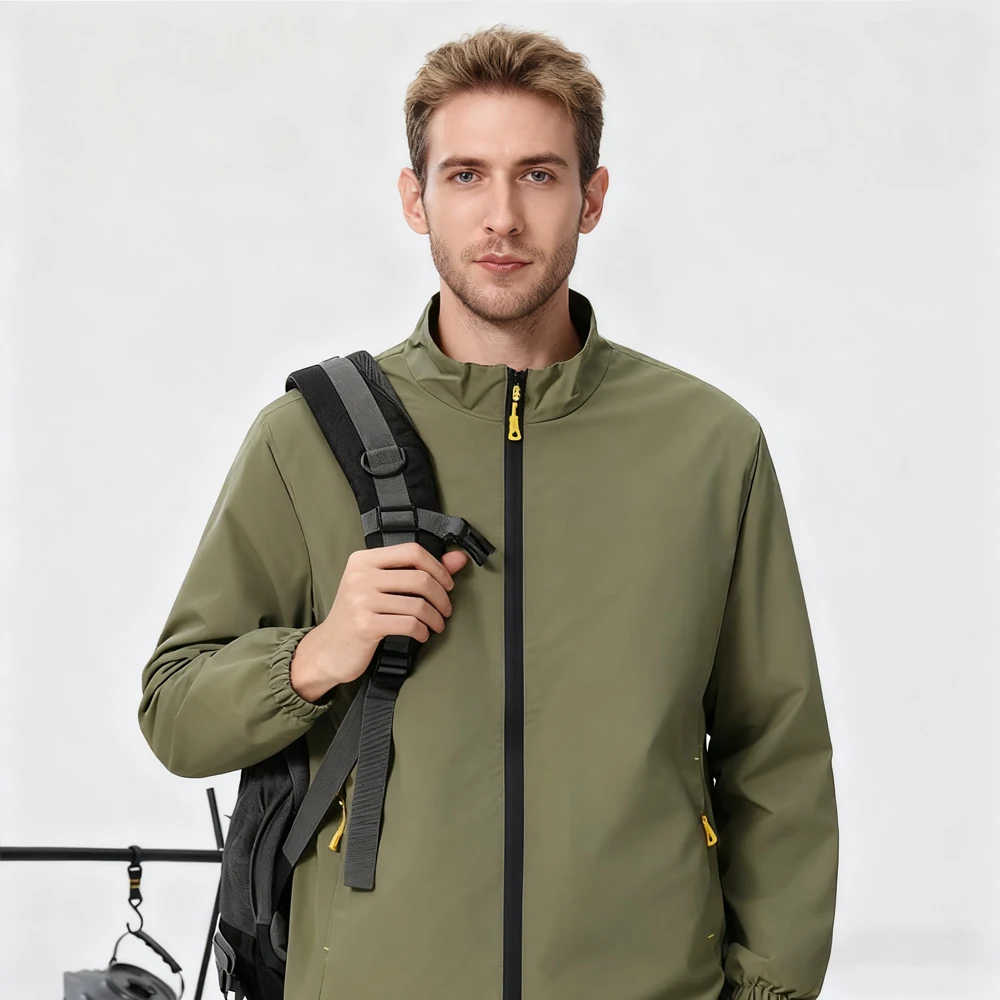 Premium Unisex Windbreaker Jacket - All-Season Outdoor Windproof Work Uniform with Classic Solid Color Design