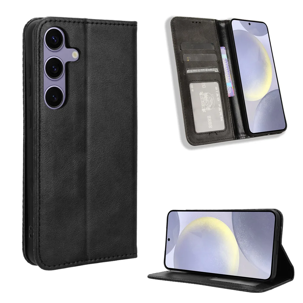

Wallet With Card Slot Photo Frame Stand Magnetic Flip Leather Case For Samsung S25 S24 S23 Plus Ultra FE Edge 5G Anti-fall Cover
