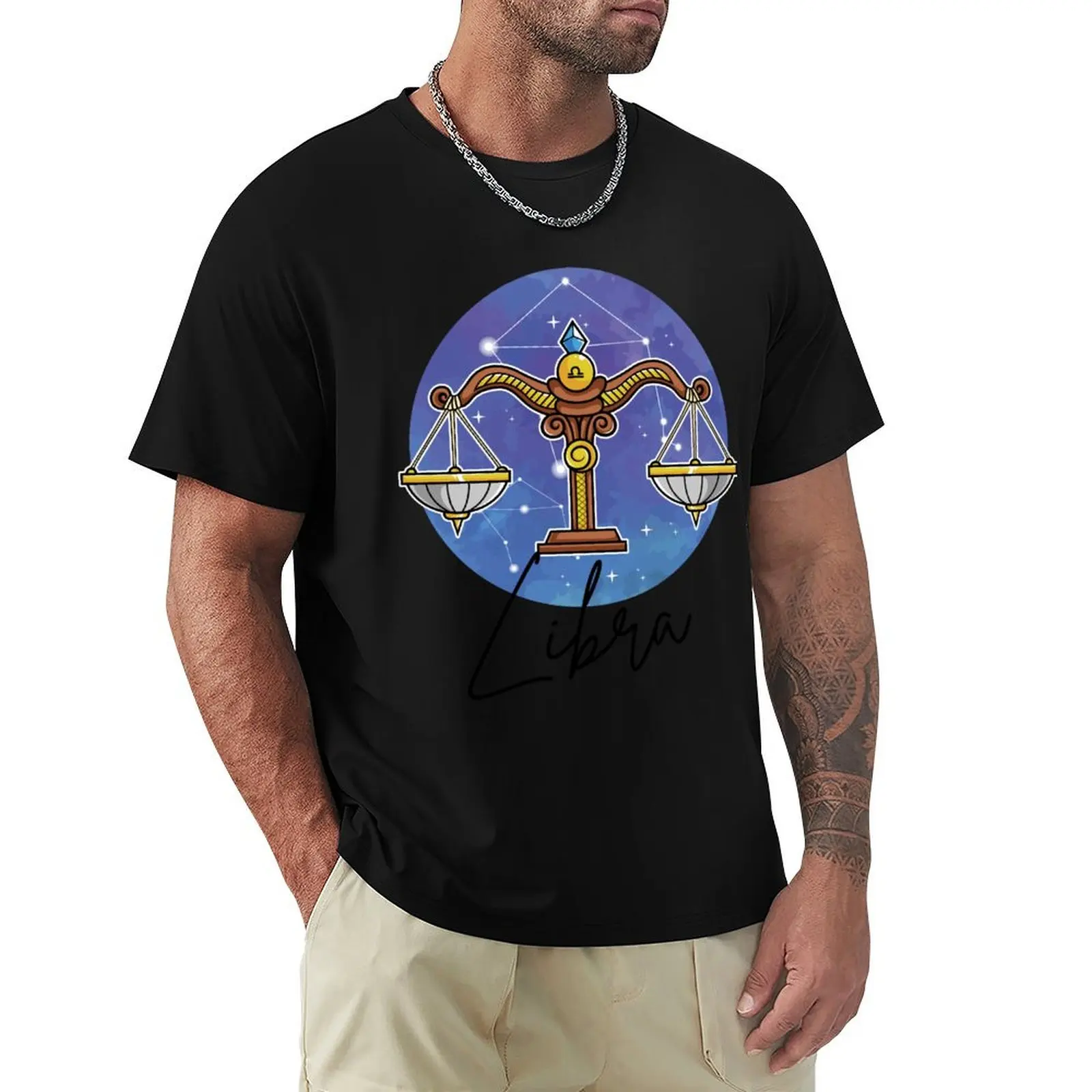 

Libra Zodiac T-Shirt gifts for boyfriend animal prinfor boys Blouse men clothes