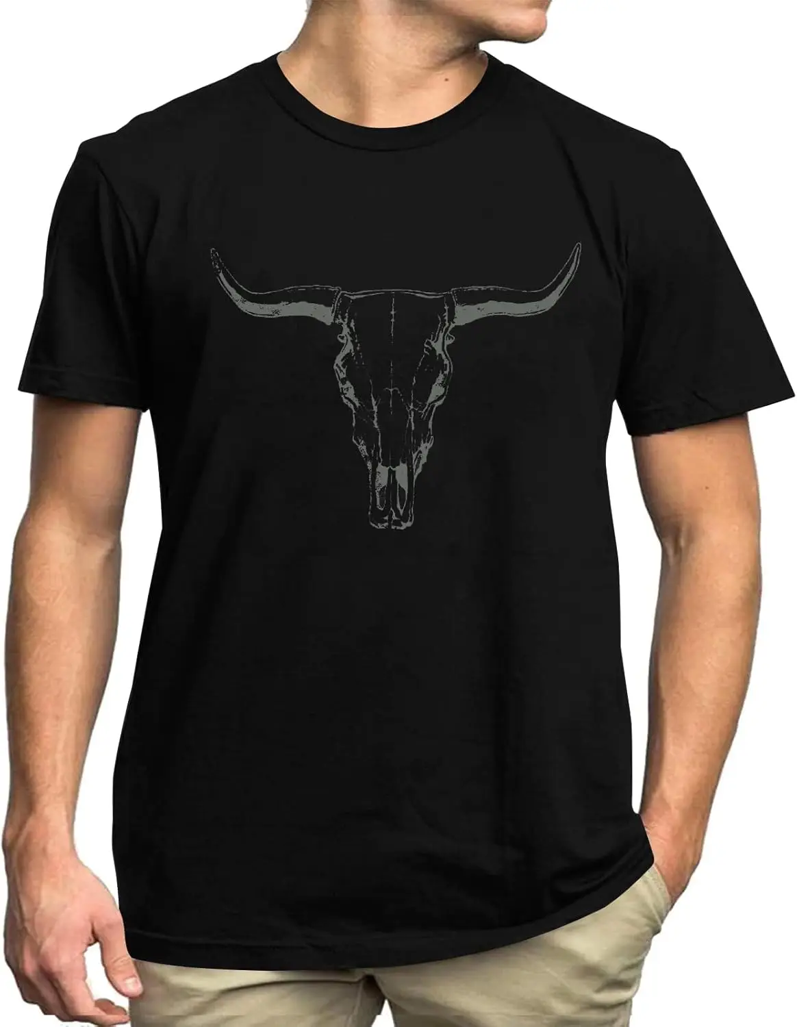 Western Cowboy Shirts: Boho Cow Skull Graphic Tees Mens Country Concert Shirts 100% Cotton Trendy Y2K Short-Sleeve Tee-Soft,