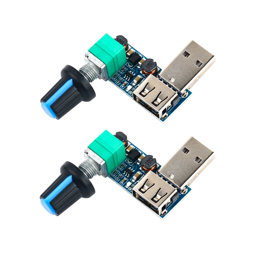 

2PCS DC 5V USB Fan Speed Controller Regulator Fan Stepless Speed Module Adjustable Potentiometer Fan Speed Controller Board