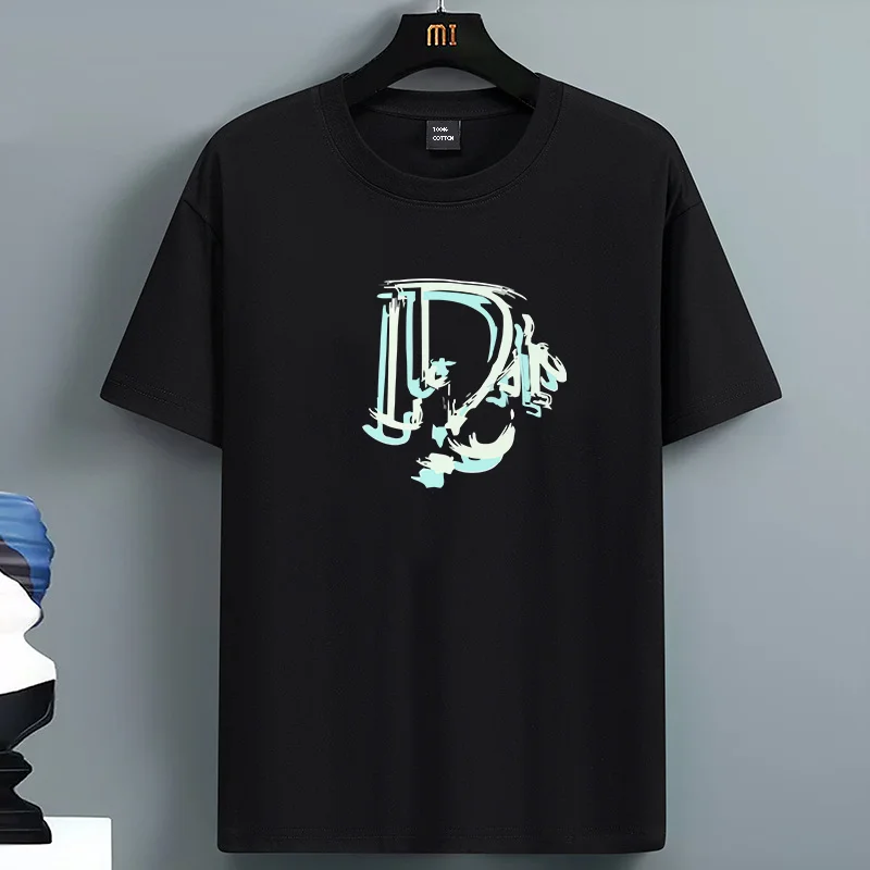 

Luxury Fashion Men's 100 Cotton Summer Loose Letter Printed T-shirt Tops Cool Design Street Short Sleeve Top Tee Cotton Clothing