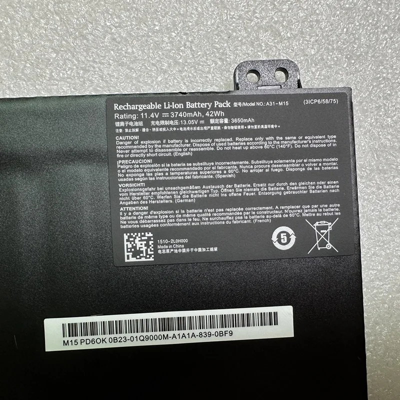 A31-M15 Laptop Battery For Xiaomai 6A 6X 6C Pro,Akoya S6426 S6445 S15447 E6245 E6246 E6247 E6248 P6645 P6445 M15GUN M17CUN P1560