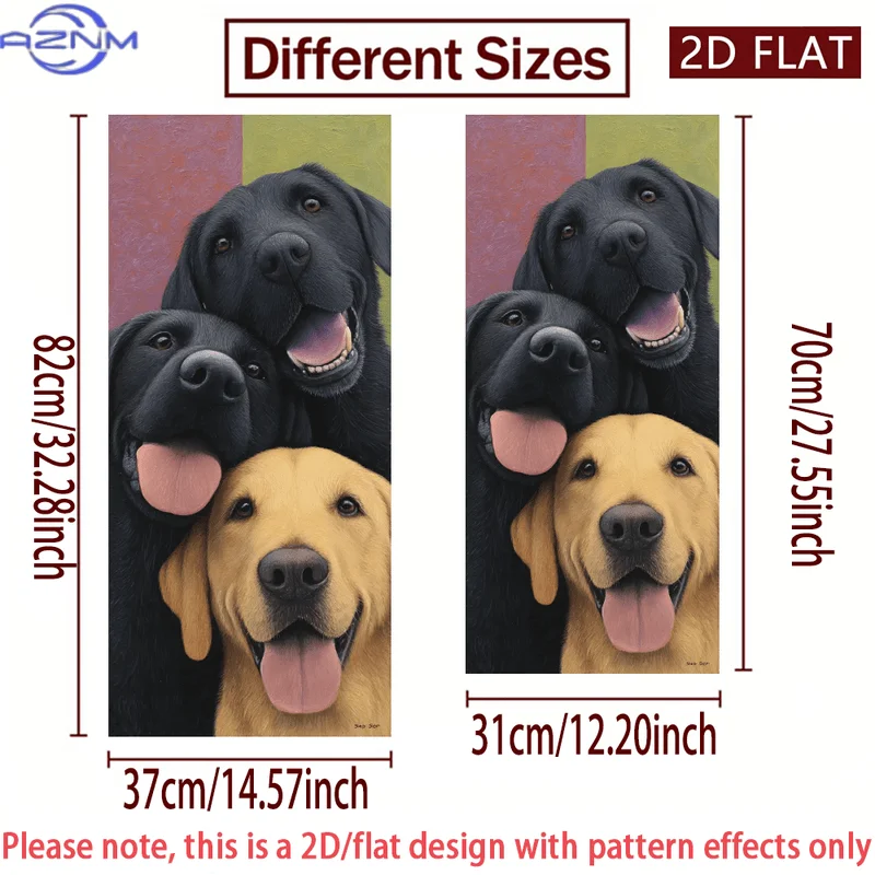 2D/FLAT-Labrador Retriever Dog Pattern Trash Can Sticker Self - Adhesive PVC Wall Sticker Waterproof Scratch - Resistant High