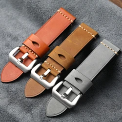 Handmade Head Layer Cowhide Leather Strap 26MM Soft Retro Style Men Vintage Bracelet Suitable For PAM Sports Watches