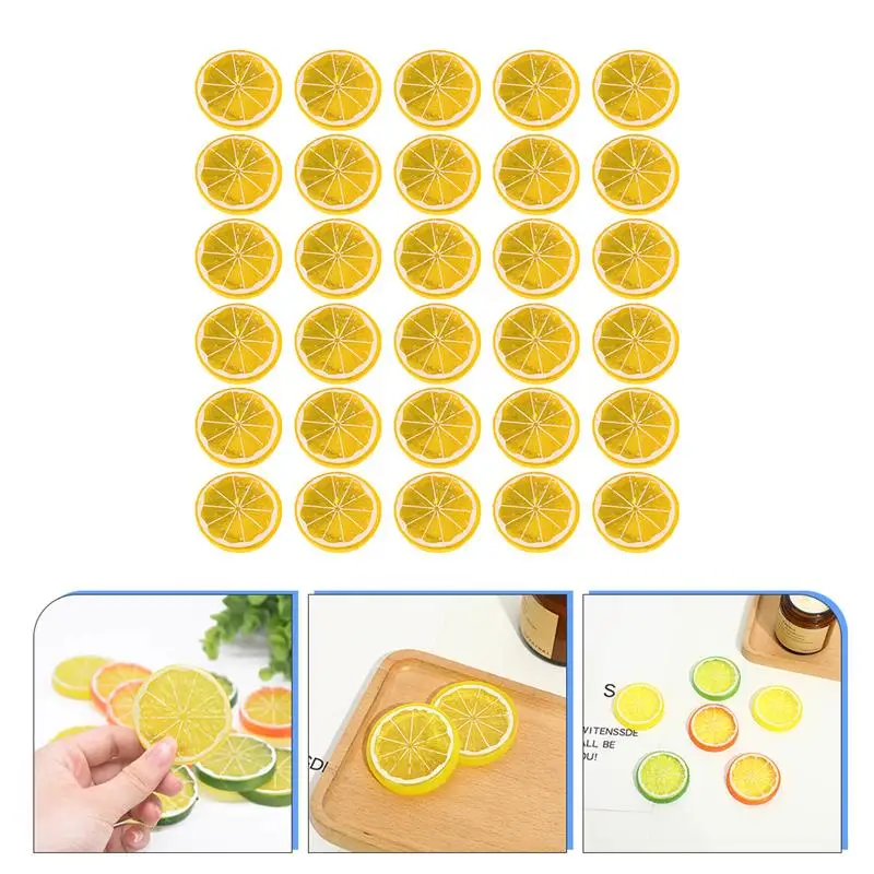 20/30pcs Fake Lime Slices Lemon Slices Simulation Fruit Model Photo Props