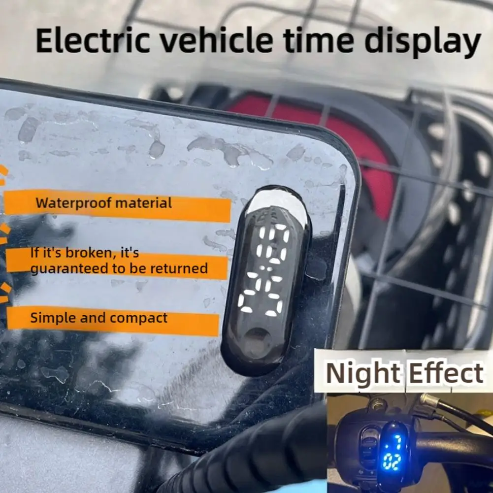 Motorcycle Electric Scooter Digital Time Display Portable Electronic Watch Waterproof Night Light Digital Display LED Clock