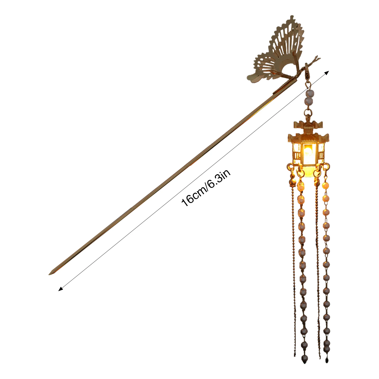 Ethnic Style Hairpins with Tassel Lamp, Alloy Hairpin Sticks for Birthday Gifts, Vintage Chinese Hair Accessories for Women view 5